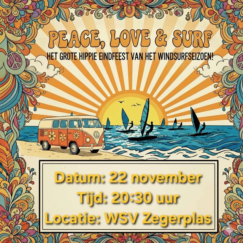 Uitnodiging hippie eindfeest